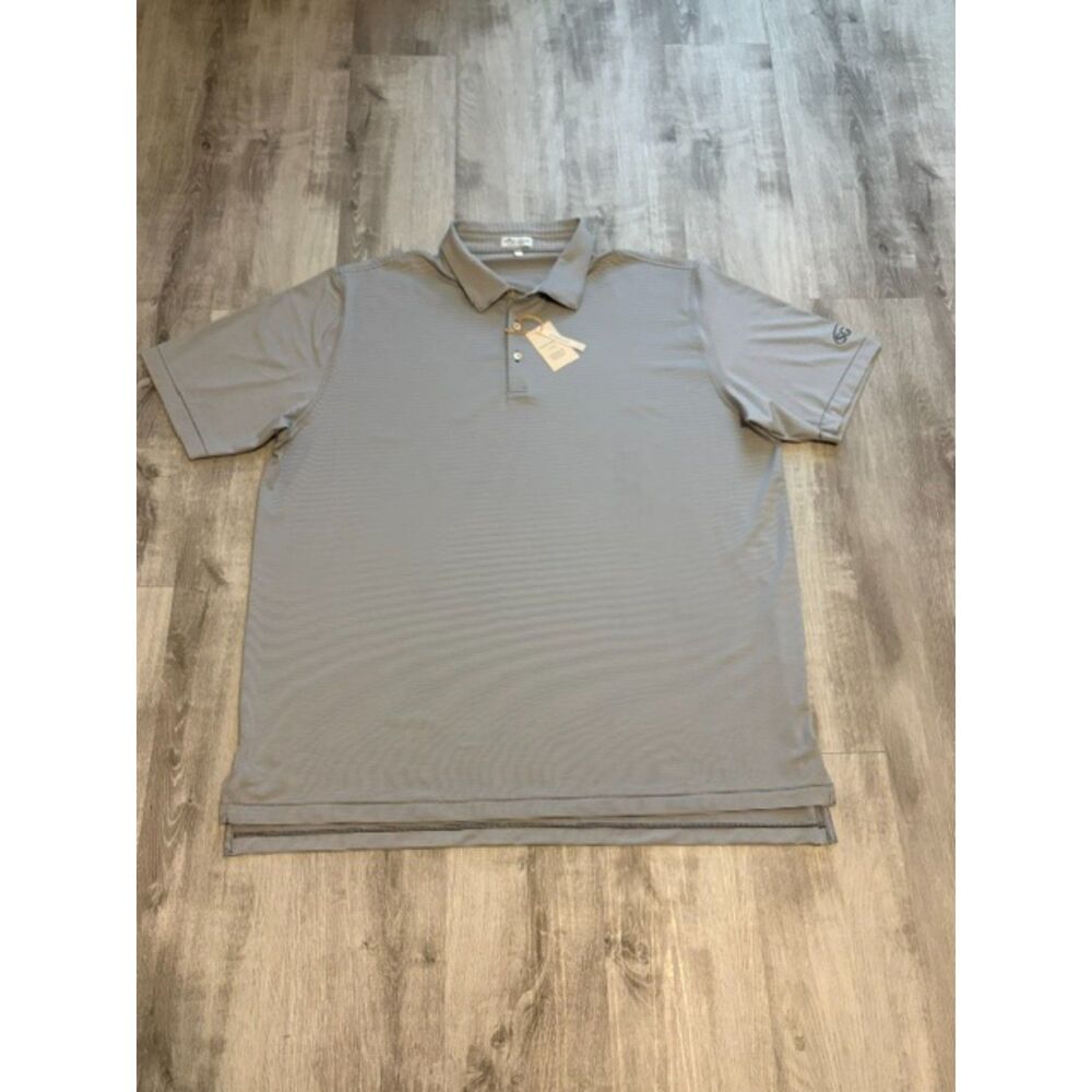 NWT Peter Millar Gray/White Short Sleeve Stripe Polo Men's 3XL